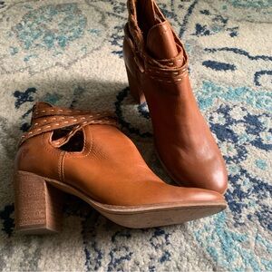 Frye Cognac Leather Ankle Booties